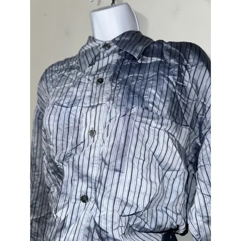 Faith Connexion Sky Stripe Silk Viscose Shirt Dress Suit Set NWT Size M NWT Blue Size M