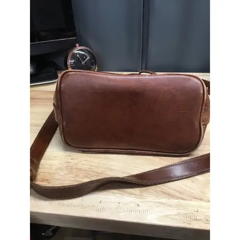 Polo RALPH LAUREN HOUNDSBONE Shoulder DRAWSTRING BUCKET BAG Brown Leather