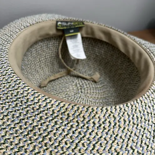 Sunday Afternoons Woven Sun Hat Beaded Band Neutral Straw Style Size M Green