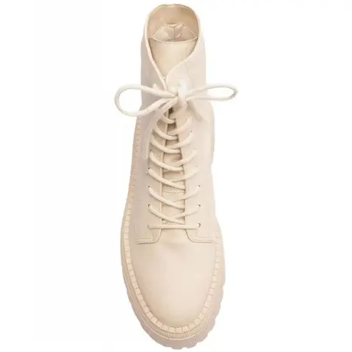 Arezzo Lug Combat Boots Platform Lace Up Ankle Booties Beige Size 10B Tan