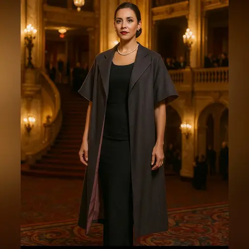 Opera Coat 1960s Wool custom Cape/overcoat,purple contrast satin purple lining Size L