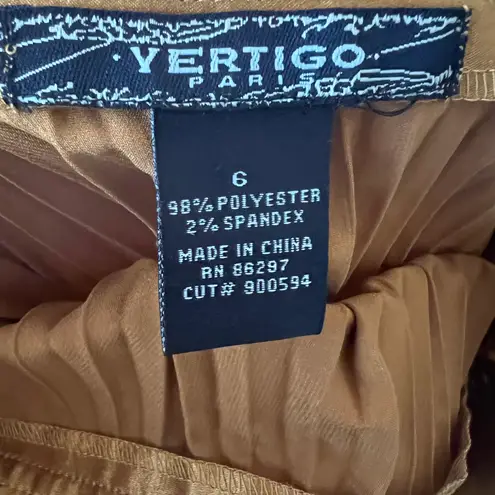 Vertigo Gold Shimmery Holiday Party Pleated Midi Skirt NWT