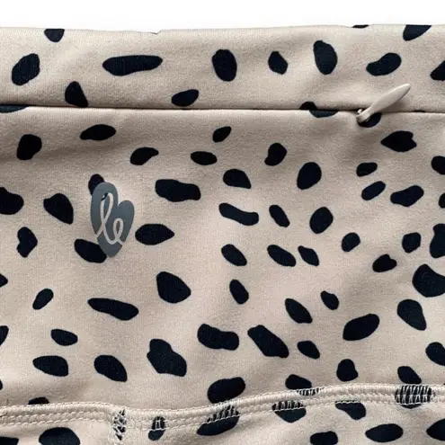 Ellie Moonlight Black Dot High Rise Leggings Tan Black Large Athleisure Yoga