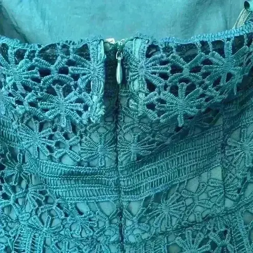 Anthropologie Greylin | Teal Crochet “Stowe” Strapless Jumpsuit