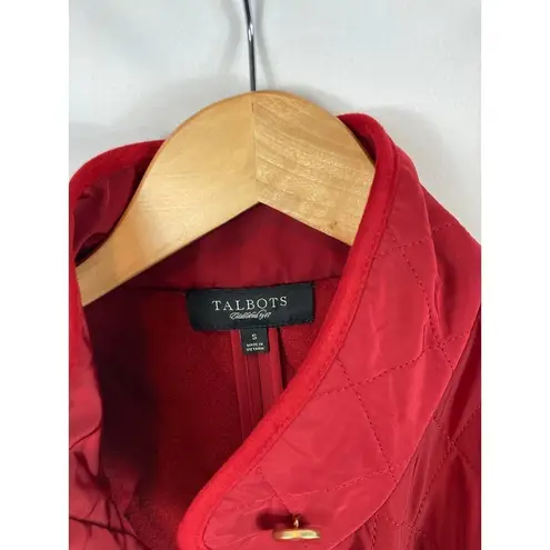 Talbots  Red Quilted Fleece Lined Button Up Vest Size Small