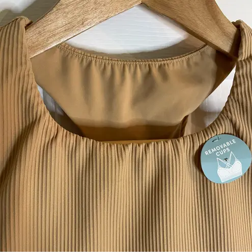 NEW Tone It Up Tan Ribbed Sports Bra With Removable Pads Size Medium