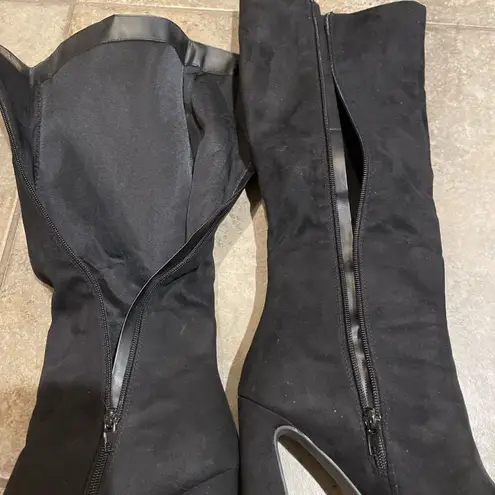 Rouge Helium Zenon Black Faux Suede Knee High Boots Womens Size 10