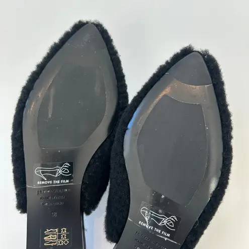 Jenni Kayne NWT Shearling Black Mules Slide On Shoes - Brand New - Size 38