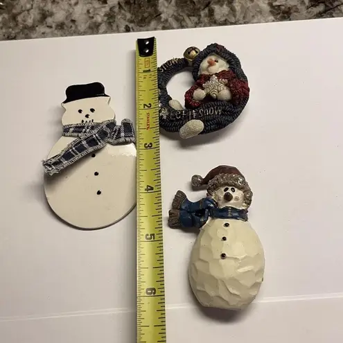 Lot Of 3 Snowmen Christmas Holiday Brooch Pins