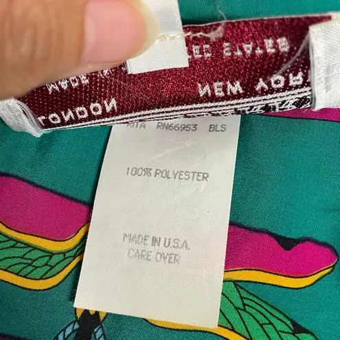 Vintage 80s Castleberry Blouse Knitted Waist Sleeves Womens size 12 | Retro Glam Green