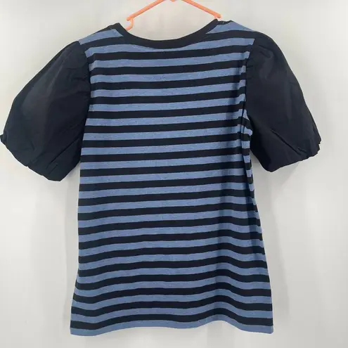 Karl Lagerfeld Top Size Small NWT Stripes Statement Sleeves Short Sleeve Classic