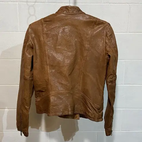 Ralph Lauren Lauren  Women's Lambskin Leather Moto Jacket 8 Dark Walnut 80s Rock