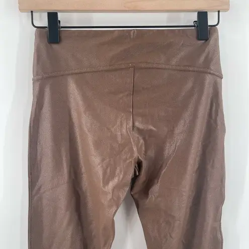 TAGOO Leggings Size Small Brown Liquid Shiny Stretch High Waist Tummy Control