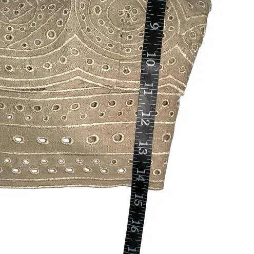 Jason Wu Linen Blend Tan Eyelet Cami Tank Crop Top 2