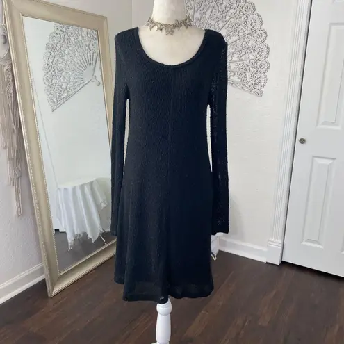 Witchy Whimsygoth Black Knitted Distressed Grunge Babydoll Midi Dress M Size M