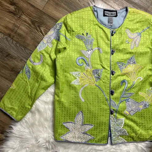 Indigo Moon lime green floral embroidered Shacket