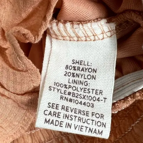 By The River Crop Top Womens L Peach Puff Sleeve Cropped Cottagecore Peasant Orange Size L