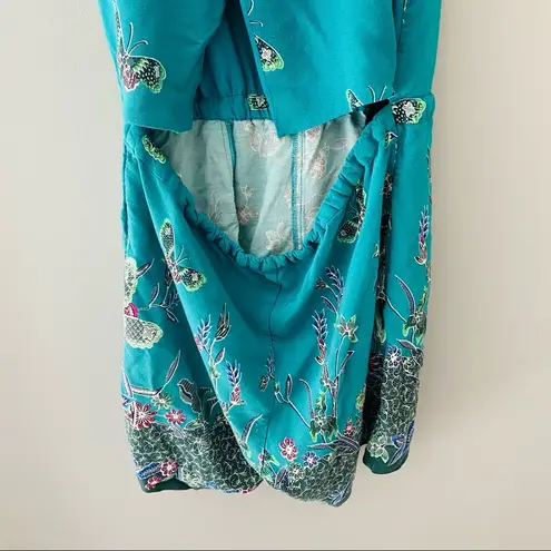 Anthropologie Elevenses By Anthro. Papillion Romper Green Sz XS