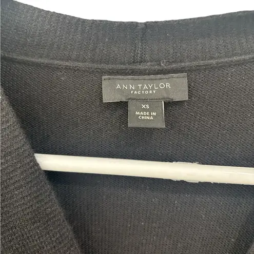 Ann Taylor Factory Black Wrap Front Knit Sweater XS Workwear Business Casual
