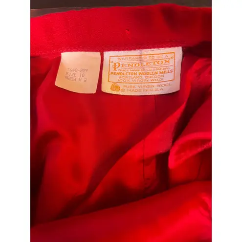 Pendleton 100% Wool Skirt Vintage A-Line Midi Pockets Career Office Red Size 10