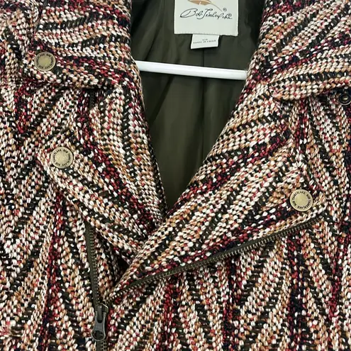 Bob Timberlake XS Burgundy Brown Full Zip Jacquard Moto Jacket Sweater