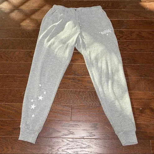 SoulCycle  Lightweight Grey Knit Joggers Stars Med