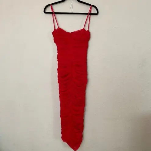House Of CB HOUSE‎ OF CB 'Sirene' Red Gathered Organza Mesh Dress /Size M