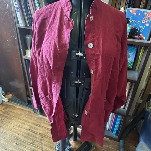 Bryn Walker lagenlook linen flowy artsy XL button down top