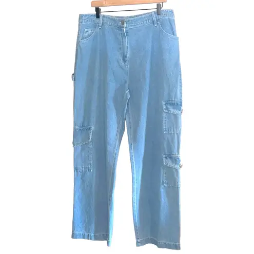 STAUD Easton Cargo Wide-Leg Jeans Light Wash Size 14 NWOT