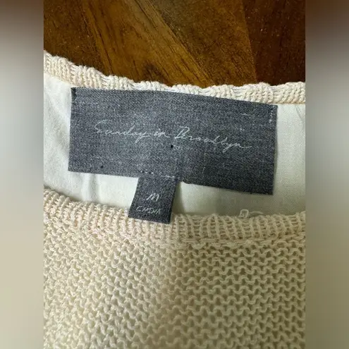 Sunday in Brooklyn Anthropologie Fiona Sweater Cream Size Medium Lace Hem
