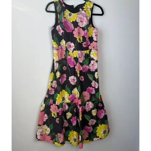 Johnny Was Dress Cassia 100% Cotton Poplin Floral Maxi Size XS