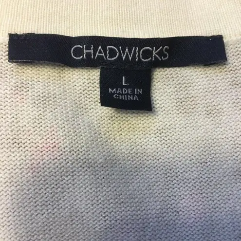 Chadwick's Womens Chawicks Button Up Cardigan u Knit Long sleeve Sweater u Size Large Pink