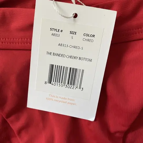 ANDIE Swim The Banded Cheeky Bikini Bottom Stretch Cherry Red Size S Small NWT