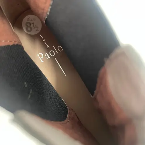 LINEA PAOLO Tate Boots Size 8.5 Metallic Camo Silver Lug Sole Black Stretch NEW