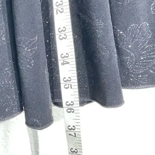 Star Vixen Black Silver Shimmer Flower Retro A Line Dress Size Medium