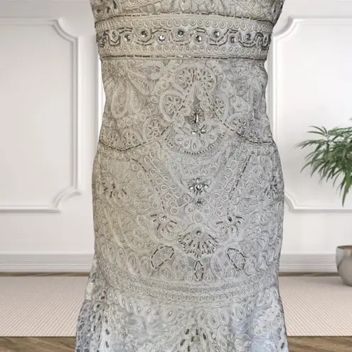 Sue Wong Vintage Beaded Strapless Lace Evening Dress Size 10 NWT