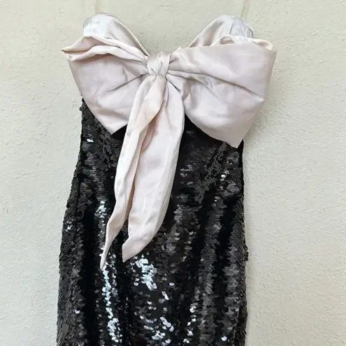 House Of CB  'Holly' Black Sequin Strapless Bow Maxi Dress NWOT‎ size S