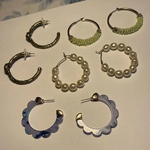 Lot Of 4 Women’s Hoop Costume Earrings Pierced Mix