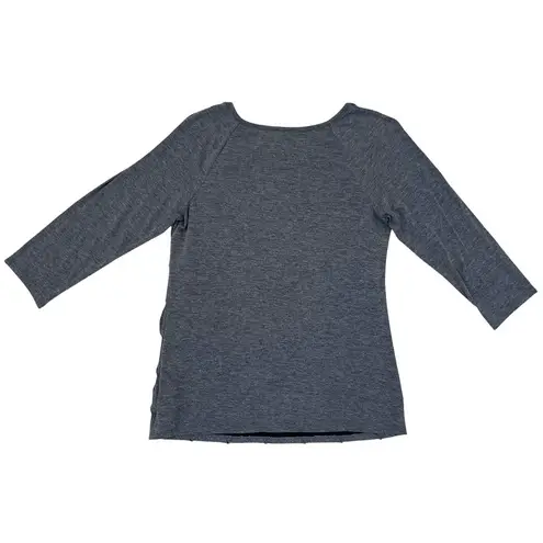 AB Studio Diagonal Layered Top Womens M Gray 3/4 Sleeves