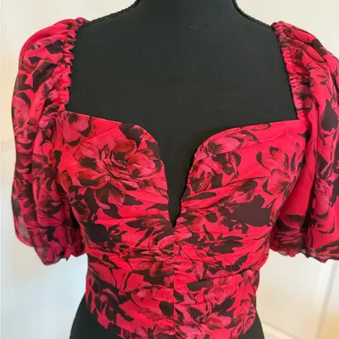 Amanda Uprichard NWT  Santucci Puff Sleeve Top in Femme Print