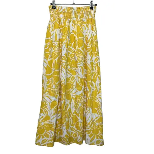 Faithfull the Brand NWT Kiera Midi Skirt Women’s Size Medium Floral Marigold