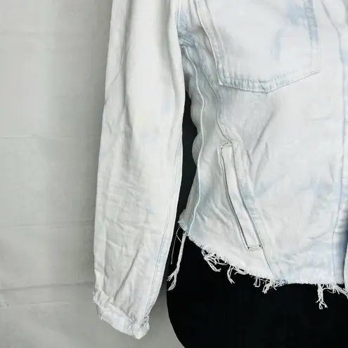 L'Agence L’AGENCE Sz XS Janelle Denim Jean Jacket Raw Hem Tie Dye Classic Boho Western