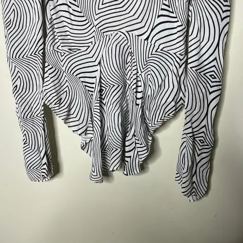 De La Vali Black White Trippy Bluemoon Top Blouse sz UK 10 US 6