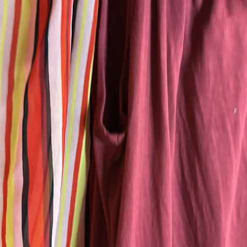 Caren Sport Multicolor Striped Blouse with Bat Wing Sleeves, Attached Tank Under Red Size 1X