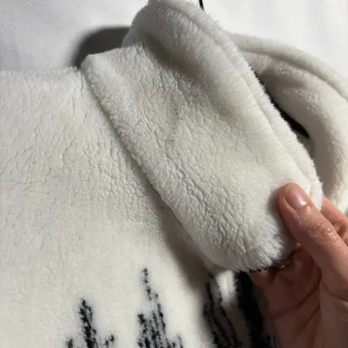 VTG Mazmania Zebra Print Fleece Jacket Full Zip White Black 90s Art to Wear M Size M