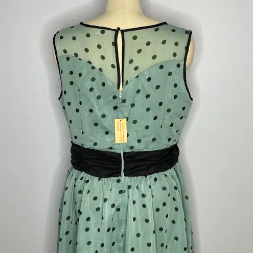 Lindy Bop Cindy Polka Dot Swing Dress- Mint and Black- Full Skirt- Size 5XL- NWT