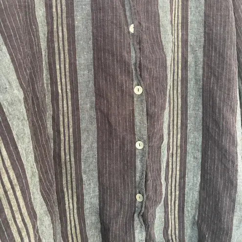 Bryn Walker $168 Mirren Barcelona Tunic 100% Linen Striped Shirt Top Size Large