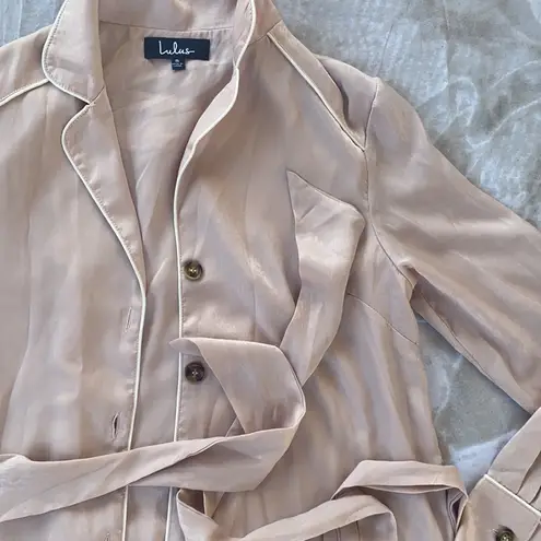 Lulu’s ELISE BLUSH SATIN LONG SLEEVE MIDI Dress