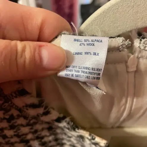 Oscar de la Renta  SHORT SLEEVE HOUNDSTOOTH SHEATH DRESS