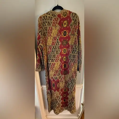 Soft Surroundings Boho Aztec Knit Duster Cardigan Sweater Coat Long Medium